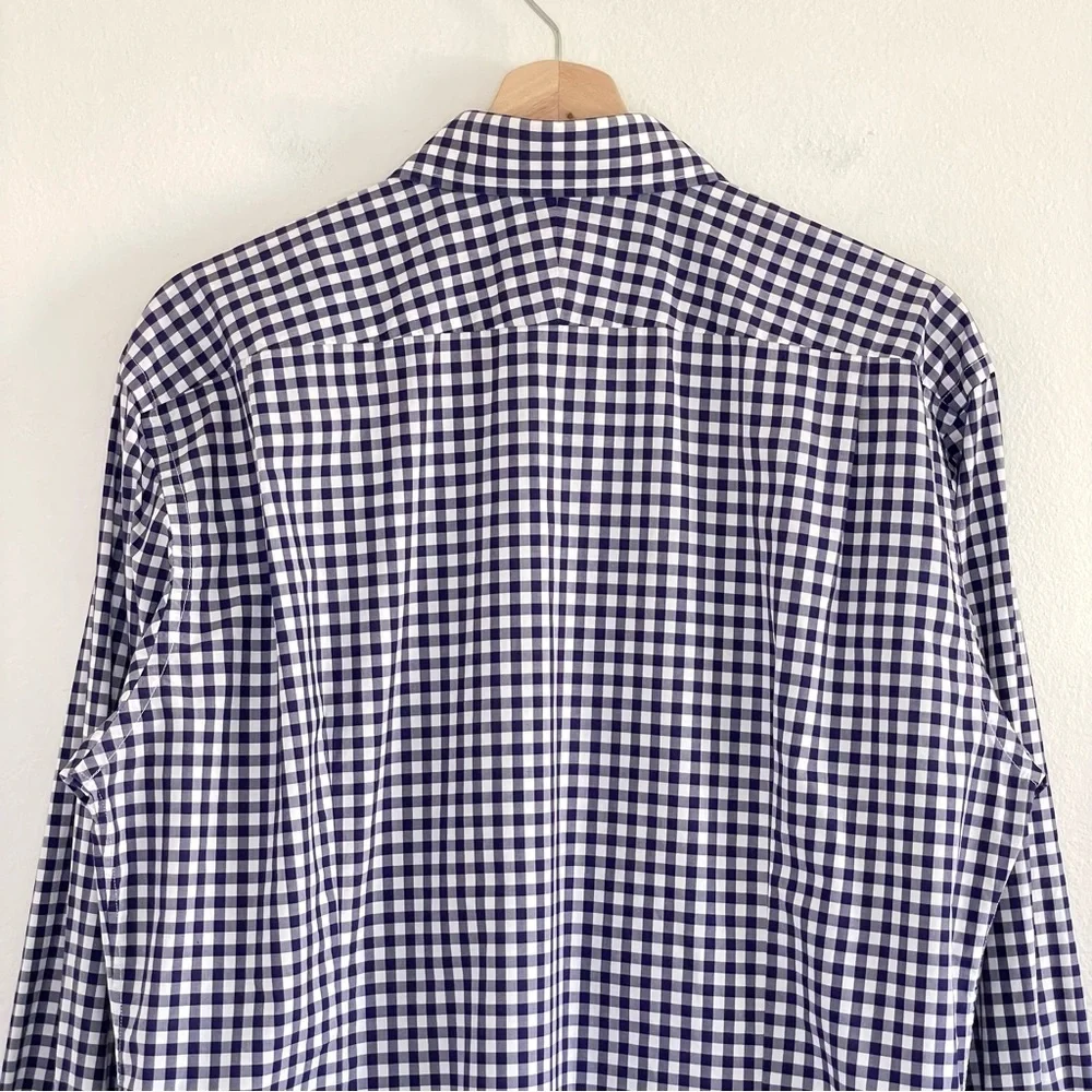 Tom Ford Men’s Slim Fit Gingham Check French Cuff Dress Shirt Blue 43 EU 17 US - Picture 5 of 16
